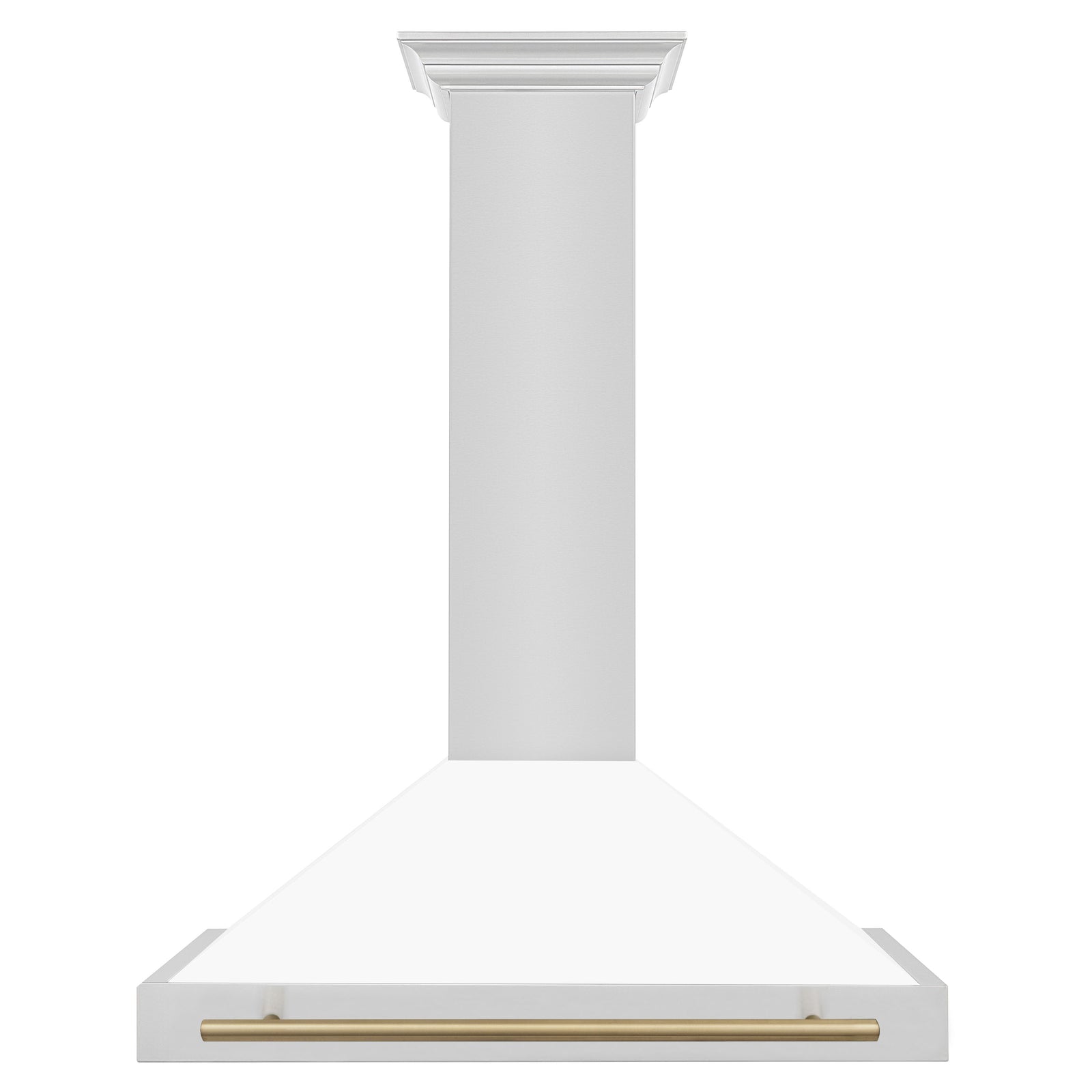 ZLINE 36 Inch Autograph Edition Stainless Steel Range Hood with White Matte Shell and Champagne Bronze Handle, KB4STZ-WM36-CB - Smart Kitchen Lab