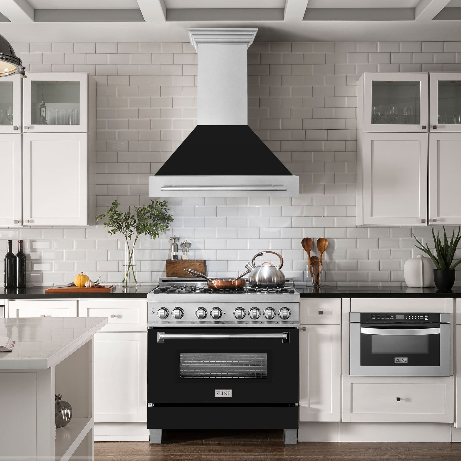 ZLINE 36 Inch DuraSnow® Stainless Steel Range Hood with Black Matte Shell, 8654SNX-BLM-36 - Smart Kitchen Lab