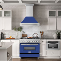 ZLINE 36 Inch DuraSnow® Stainless Steel Range Hood with Blue Matte Shell, 8654SNX-BM-36 - Smart Kitchen Lab