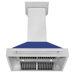 ZLINE 36 Inch DuraSnow® Stainless Steel Range Hood with Blue Matte Shell, 8654SNX-BM-36 - Smart Kitchen Lab