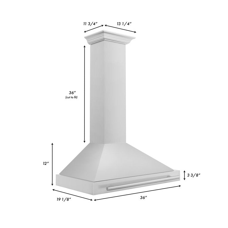 ZLINE 36 Inch Stainless Steel Range Hood with Stainless Steel Handle, KB4STX-36 - Smart Kitchen Lab