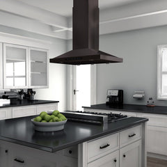 ZLINE 42 in. 400 CFM Island Range Hood Black Stainless Steel, BSGL2iN-42 - Smart Kitchen Lab