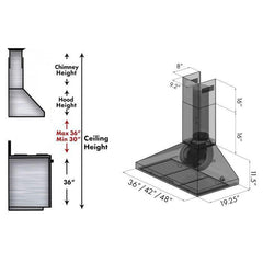 ZLINE 42 in. Convertible Vent Wall Mount Range Hood in Stainless Steel, KL3-42 - Smart Kitchen Lab