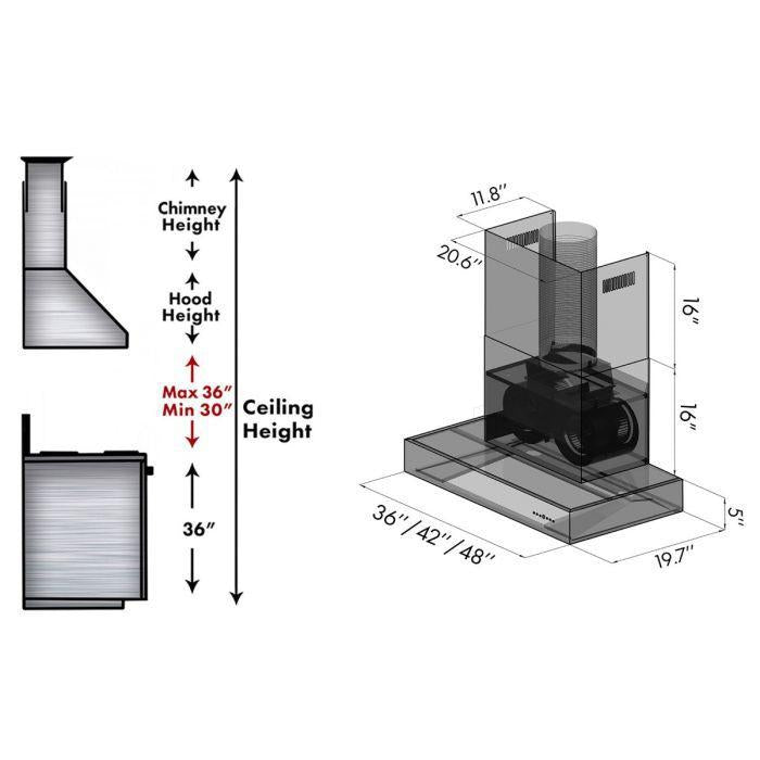 ZLINE 42 In. Ducted Professional Wall Mount Range Hood in Stainless Steel, KECOM-42 - Smart Kitchen Lab