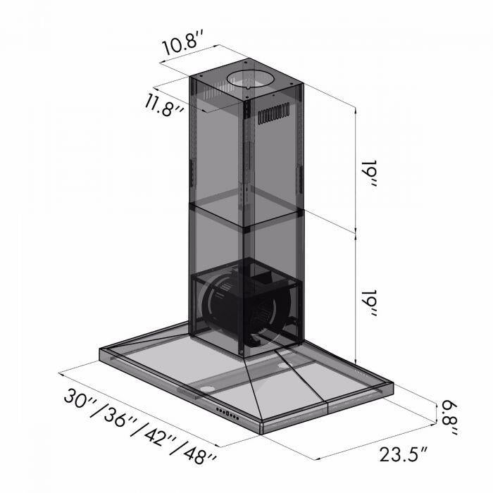 ZLINE 42 in. Stainless Steel Island Range Hood, GL2i-42 - Smart Kitchen Lab