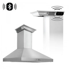ZLINE 42 in. Stainless Steel Wall Range Hood with Built-in CrownSound® Bluetooth Speakers, KL3CRN-BT-42 - Smart Kitchen Lab