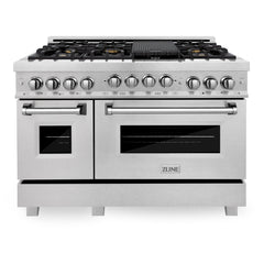 ZLINE 48 In. 6.0 cu. ft. Range with Gas Stove and Gas Oven in DuraSnow® Stainless Steel with Brass Burners, RGS-SN-BR-48 - Smart Kitchen Lab