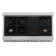 ZLINE 48 In. 6.0 cu. ft. Range with Gas Stove and Gas Oven in DuraSnow® Stainless Steel with Brass Burners, RGS-SN-BR-48 - Smart Kitchen Lab