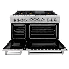 ZLINE 48 In. 6.0 cu. ft. Range with Gas Stove and Gas Oven in DuraSnow® Stainless Steel with Brass Burners, RGS-SN-BR-48 - Smart Kitchen Lab