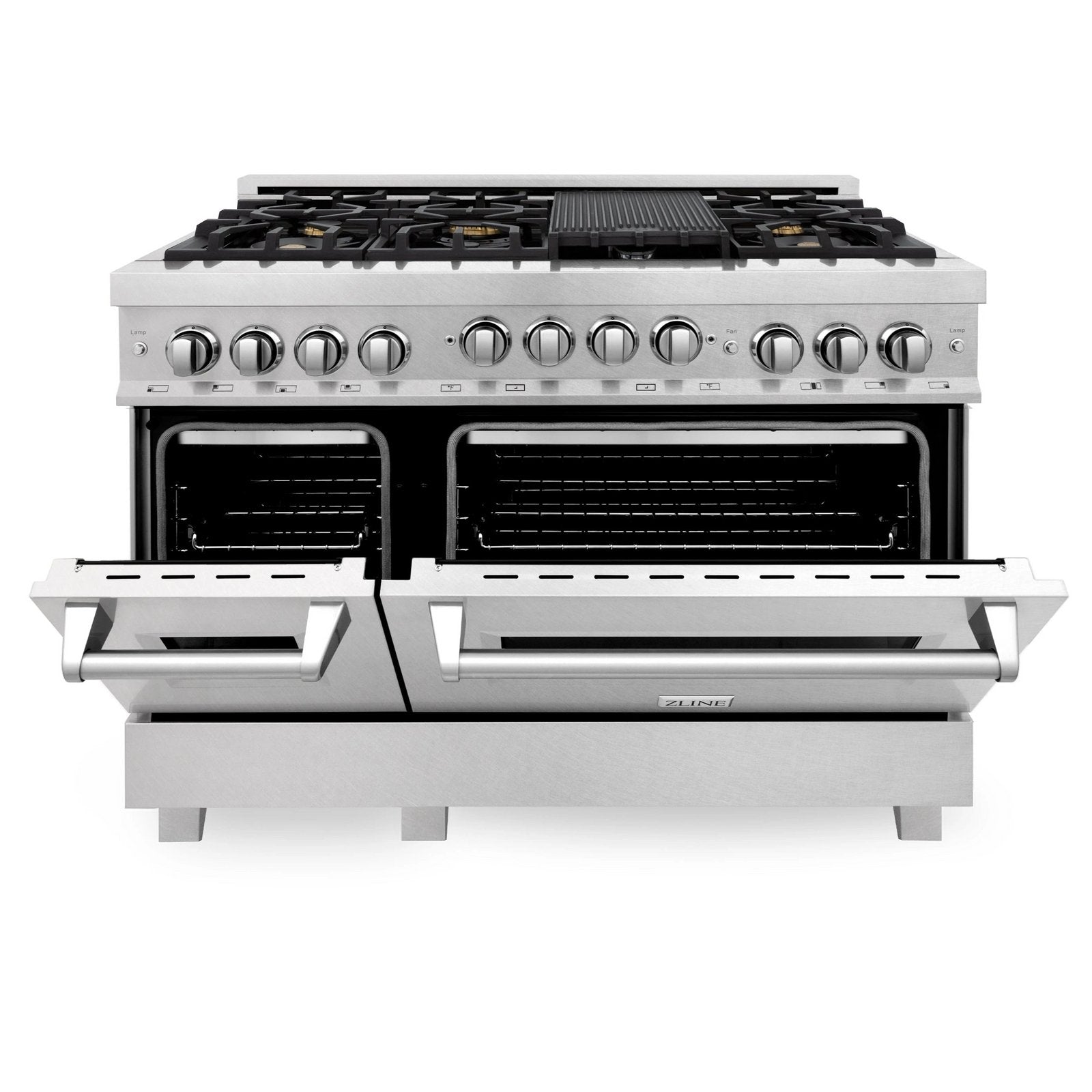 ZLINE 48 In. 6.0 cu. ft. Range with Gas Stove and Gas Oven in DuraSnow® Stainless Steel with Brass Burners, RGS-SN-BR-48 - Smart Kitchen Lab