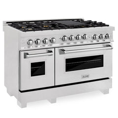 ZLINE 48 In. 6.0 cu. ft. Range with Gas Stove and Gas Oven in DuraSnow® Stainless Steel with Brass Burners, RGS-SN-BR-48 - Smart Kitchen Lab