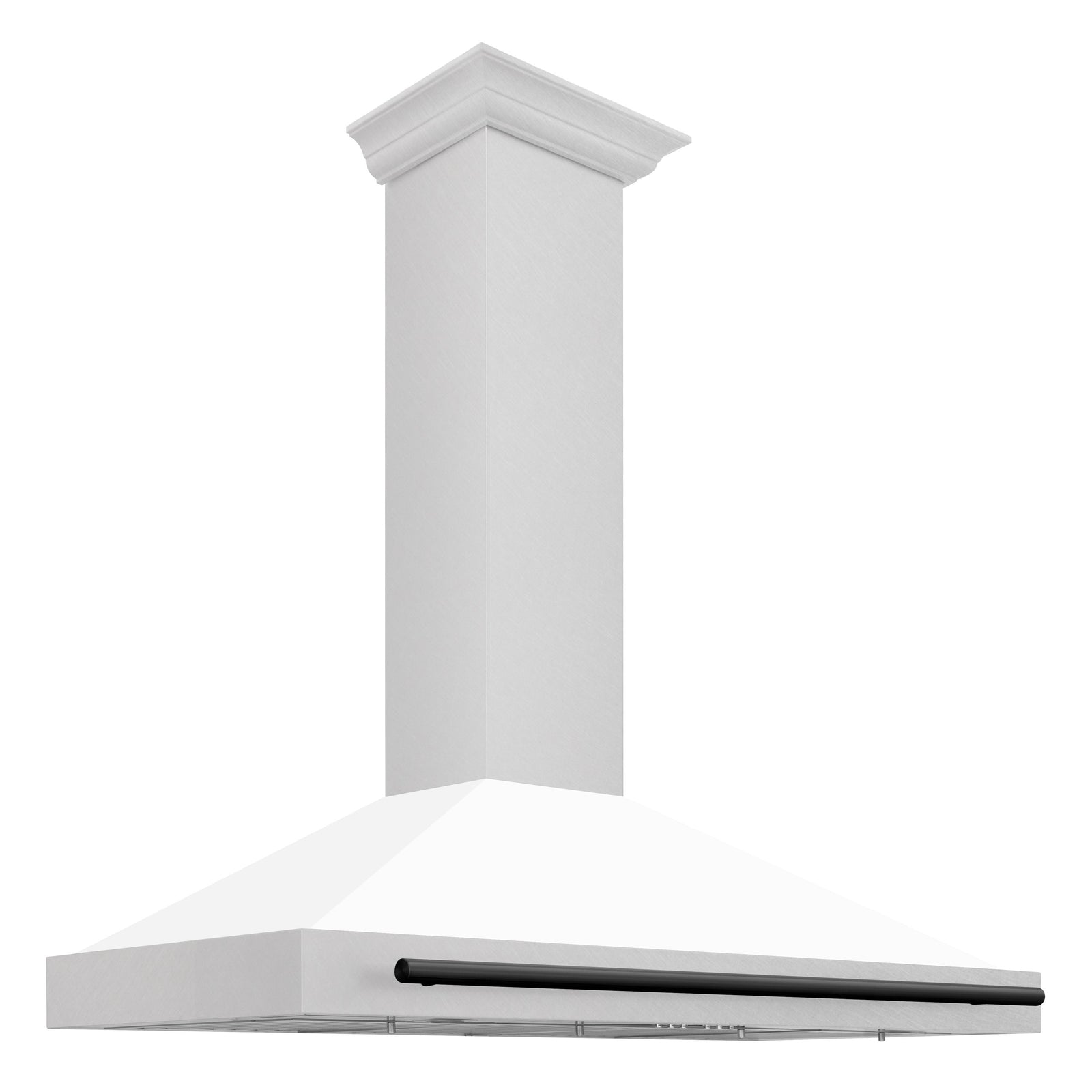 ZLINE 48 In Autograph Edition DuraSnow® Stainless Steel Range Hood with White Matte Shell and Matte Black Handle, KB4SNZ-WM48-MB - Smart Kitchen Lab