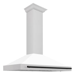 ZLINE 48 In Autograph Edition DuraSnow® Stainless Steel Range Hood with White Matte Shell and Matte Black Handle, KB4SNZ-WM48-MB - Smart Kitchen Lab