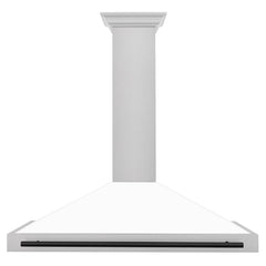 ZLINE 48 In Autograph Edition DuraSnow® Stainless Steel Range Hood with White Matte Shell and Matte Black Handle, KB4SNZ-WM48-MB - Smart Kitchen Lab