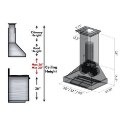 ZLINE 48 in. Black Stainless Steel Wall Mount Range Hood, BS655N-48 - Smart Kitchen Lab