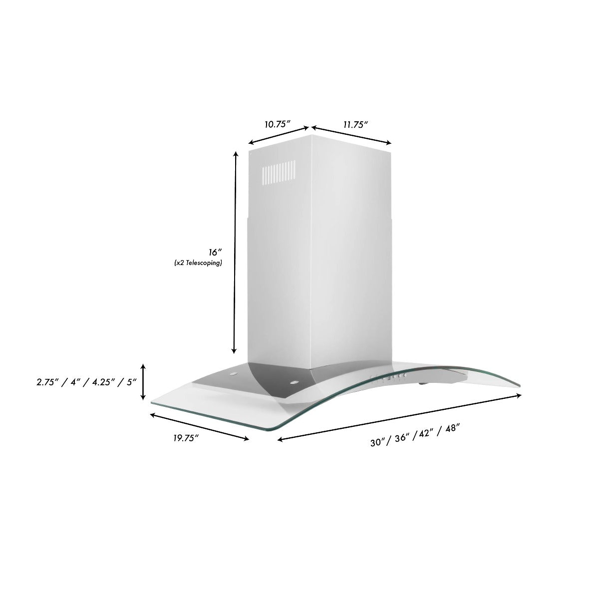ZLINE 48 in. Convertible Vent Wall Mount Range Hood in Stainless Steel & Glass, KN4-48 - Smart Kitchen Lab