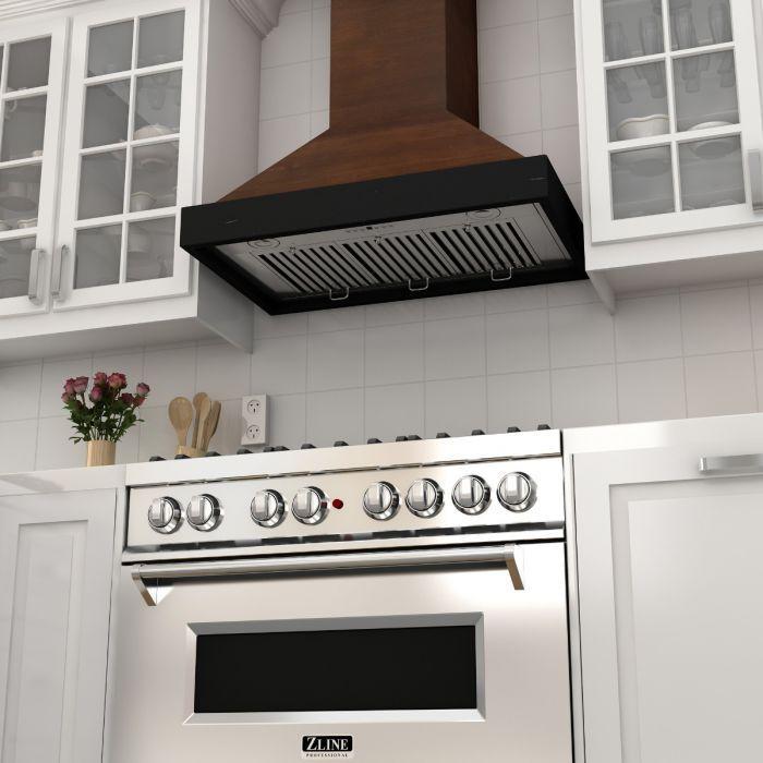 ZLINE 48 in. Designer Wooden Wall Mount Range Hood in Antigua and Walnut, KBAR-48 - Smart Kitchen Lab