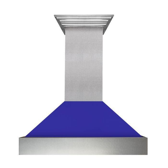 ZLINE 48 in. Ducted DuraSnow® Stainless Steel Range Hood with Blue Matte Shell, 8654BM-48 - Smart Kitchen Lab