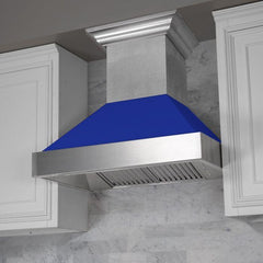 ZLINE 48 in. Ducted DuraSnow® Stainless Steel Range Hood with Blue Matte Shell, 8654BM-48 - Smart Kitchen Lab