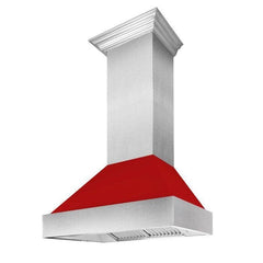 ZLINE 48 in. Ducted DuraSnow® Stainless Steel Range Hood with Red Matte Shell, 8654RM-48 - Smart Kitchen Lab