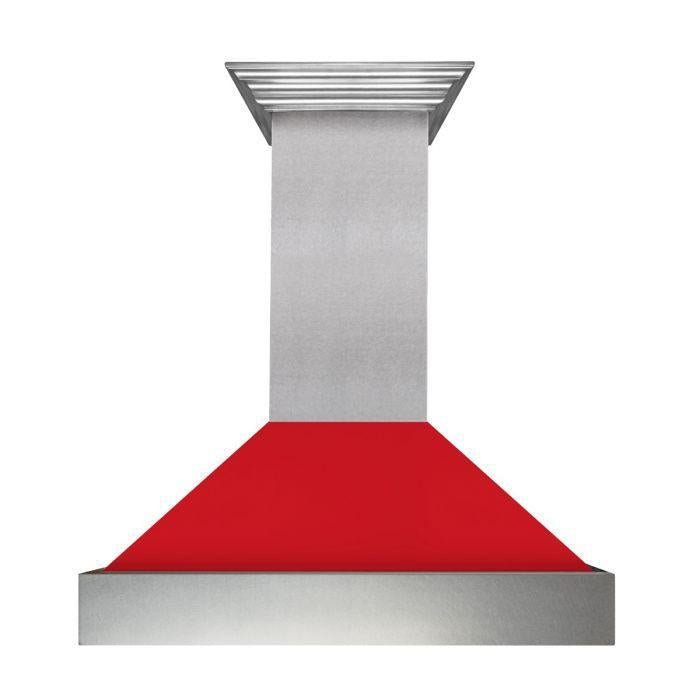 ZLINE 48 in. Ducted DuraSnow® Stainless Steel Range Hood with Red Matte Shell, 8654RM-48 - Smart Kitchen Lab