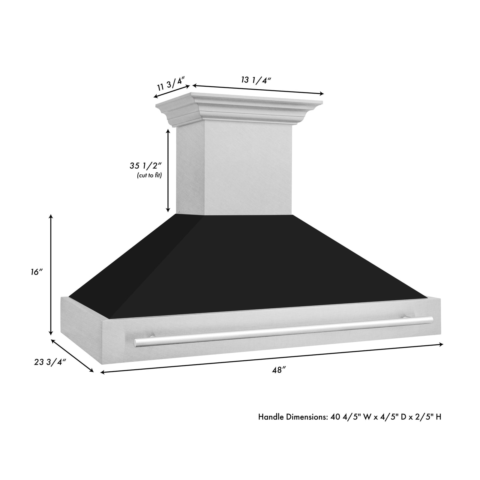 ZLINE 48 In. DuraSnow® Stainless Steel Range Hood with Black Matte Shell, 8654SNX-BLM-48 - Smart Kitchen Lab