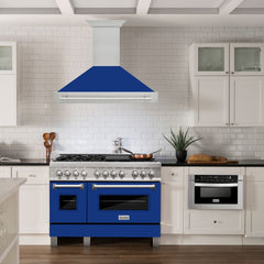 ZLINE 48 In. DuraSnow® Stainless Steel Range Hood with Blue Gloss Shell, 8654SNX-BG-48 - Smart Kitchen Lab