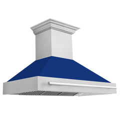 ZLINE 48 In. DuraSnow® Stainless Steel Range Hood with Blue Gloss Shell, 8654SNX-BG-48 - Smart Kitchen Lab