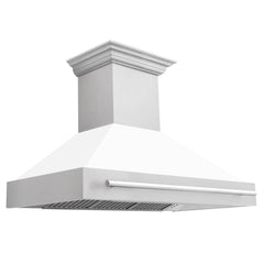 ZLINE 48 In. DuraSnow® Stainless Steel Range Hood with White Matte Shell, 8654SNX-WM-48 - Smart Kitchen Lab