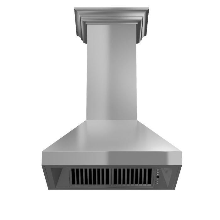 ZLINE 48 in. Professional Convertible Vent Wall Mount Range Hood in Stainless Steel with Crown Molding, 597CRN-48 - Smart Kitchen Lab