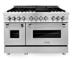 ZLINE 48 in. Professional Gas Burner, Electric Oven Range in Stainless Steel with Brass Burners, RA-BR-48 - Smart Kitchen Lab