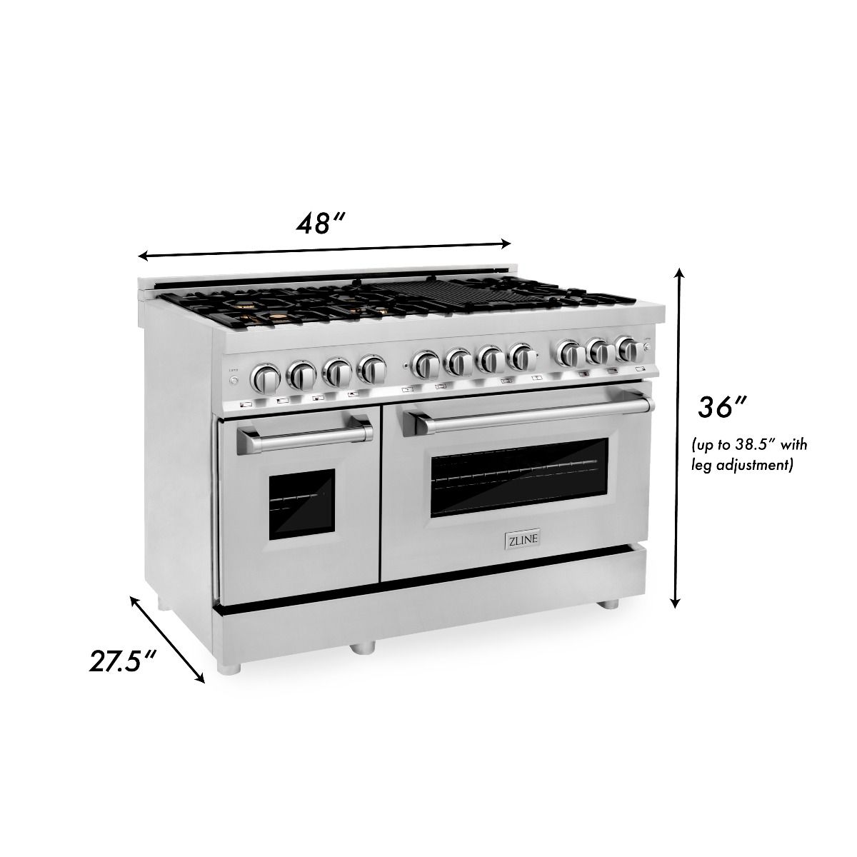 ZLINE 48 in. Professional Gas Burner, Electric Oven Range in Stainless Steel with Brass Burners, RA-BR-48 - Smart Kitchen Lab