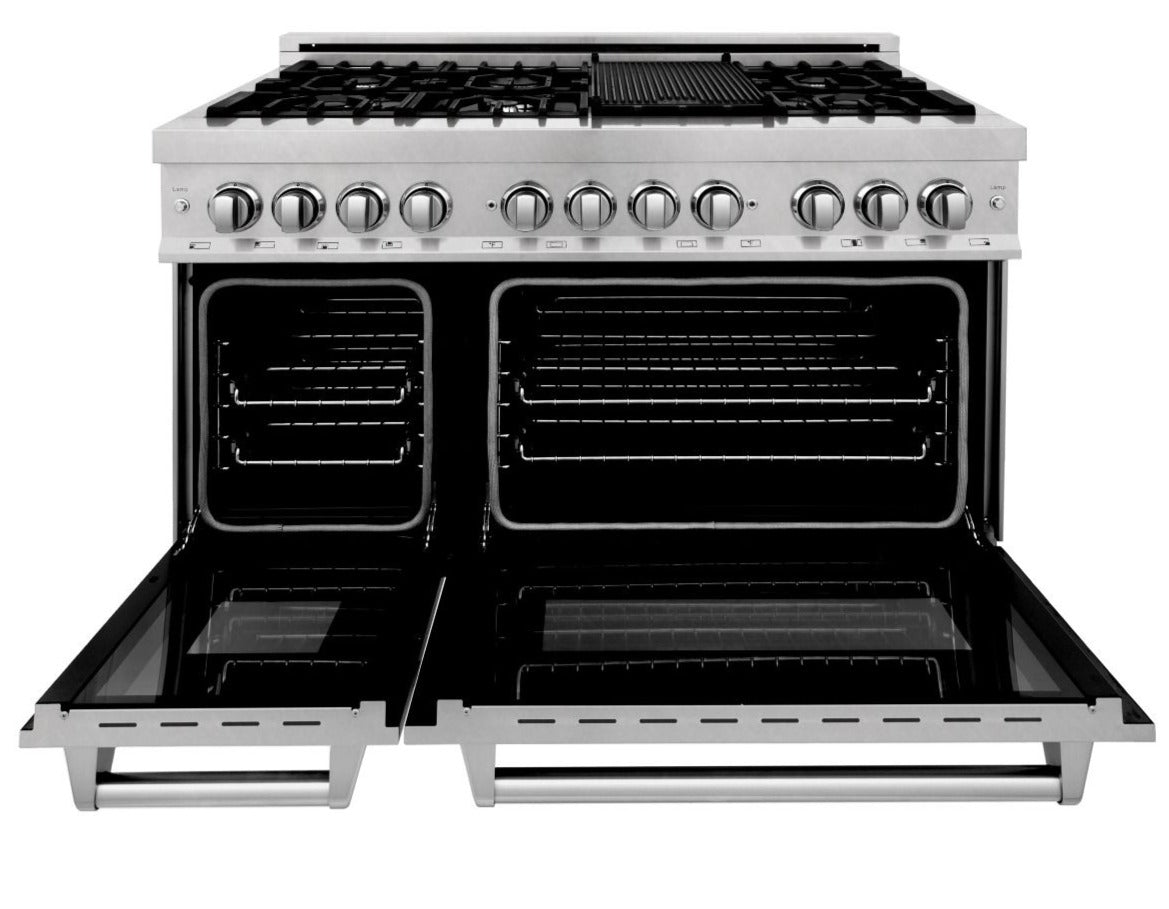 ZLINE 48 in. Professional Gas Burner/Electric Oven in DuraSnow® Stainless with 6.0 cu.ft. Oven, RAS-SN-48 - Smart Kitchen Lab