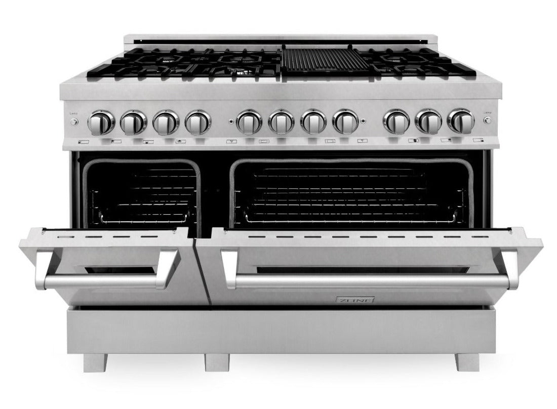 ZLINE 48 in. Professional Gas Burner/Electric Oven in DuraSnow® Stainless with 6.0 cu.ft. Oven, RAS-SN-48 - Smart Kitchen Lab