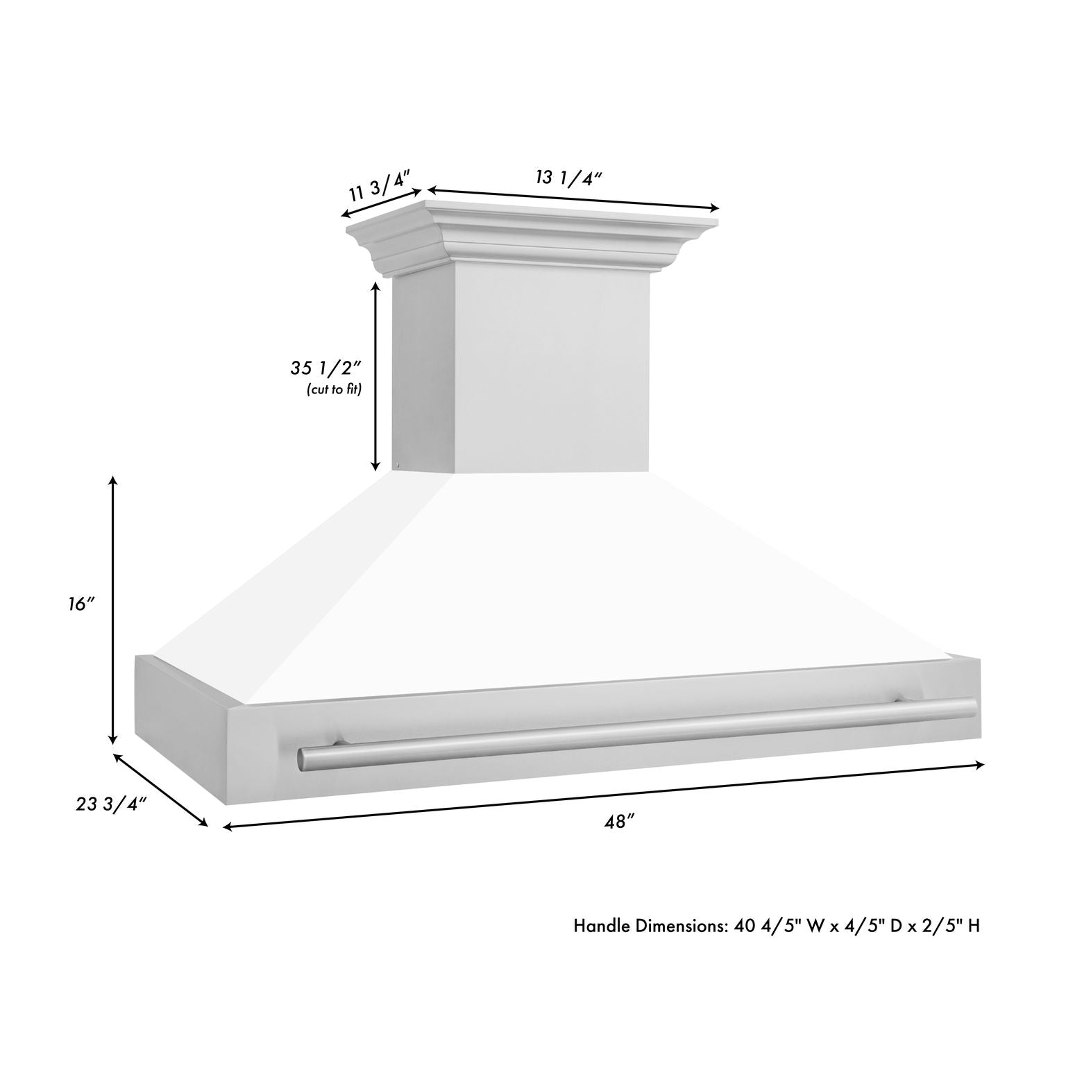 ZLINE 48 In. Stainless Steel Range Hood with White Matte Shell, 8654STX-WM-48 - Smart Kitchen Lab