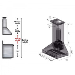 ZLINE 48 in. Stainless Steel Wall Range Hood with Built-in CrownSound® Bluetooth Speakers, 697CRN-BT-48 - Smart Kitchen Lab