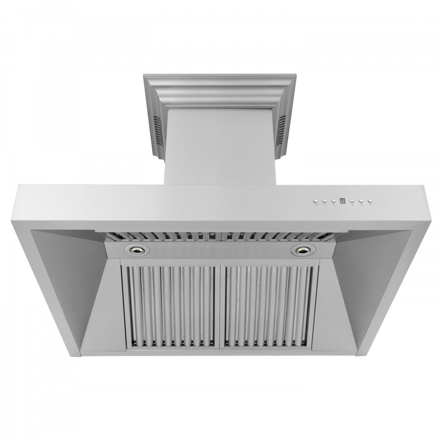 ZLINE 48 in. Stainless Steel Wall Range Hood with Built-in CrownSound® Bluetooth Speakers, 697CRN-BT-48 - Smart Kitchen Lab