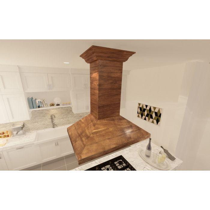 ZLINE 48 in. Wooden Island Range Hood, Crown Molding, KBiRR-48 - Smart Kitchen Lab