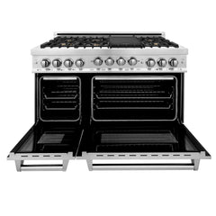 ZLINE 48 Inch 6.0 cu. ft. Range with Gas Stove and Gas Oven in Stainless Steel with Brass Burners, RG-BR-48 - Smart Kitchen Lab