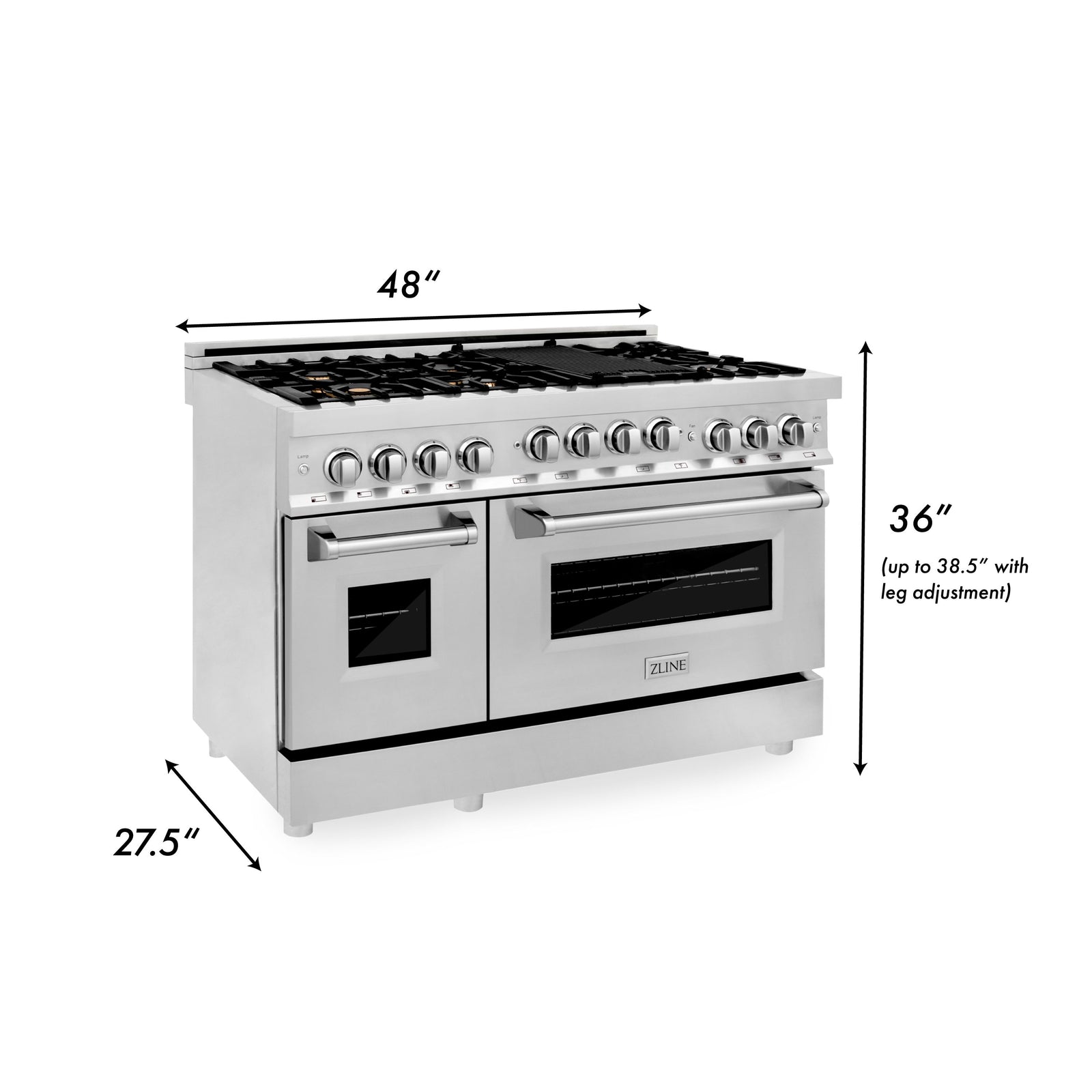 ZLINE 48 Inch 6.0 cu. ft. Range with Gas Stove and Gas Oven in Stainless Steel with Brass Burners, RG-BR-48 - Smart Kitchen Lab