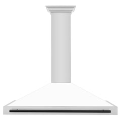 ZLINE 48 Inch Autograph Edition Stainless Steel Range Hood with a White Matte Shell and Matte Black Handle, KB4STZ-WM48-MB - Smart Kitchen Lab