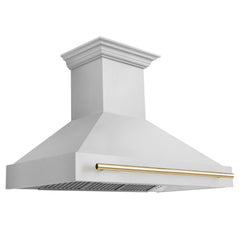 ZLINE 48 Inch Autograph Edition Stainless Steel Range Hood with Gold Handle, 8654STZ-48-G - Smart Kitchen Lab