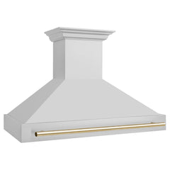 ZLINE 48 Inch Autograph Edition Stainless Steel Range Hood with Gold Handle, 8654STZ-48-G - Smart Kitchen Lab