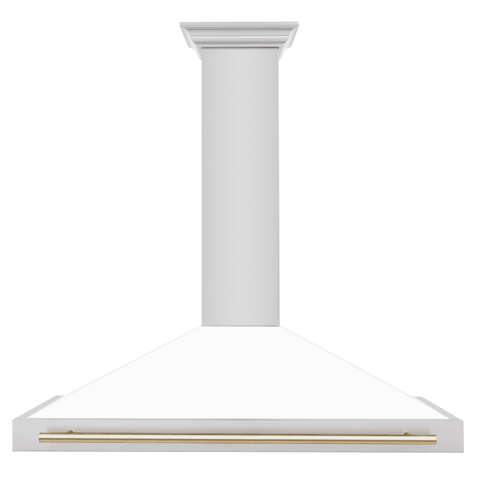 ZLINE 48 Inch Autograph Edition Stainless Steel Range Hood with White Matte Shell and Gold Handle, KB4STZ-WM48-G - Smart Kitchen Lab