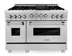 ZLINE 48" Range 6.0 cu. ft. with Gas Stove and Gas Oven in DuraSnow® Stainless Steel, RGS-SN-48 - Smart Kitchen Lab