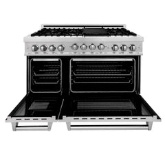 ZLINE 48" Range 6.0 cu. ft. with Gas Stove and Gas Oven in DuraSnow® Stainless Steel, RGS-SN-48 - Smart Kitchen Lab