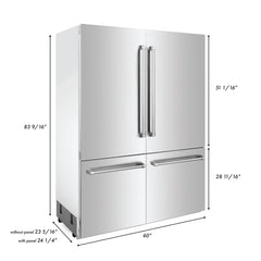 ZLINE 60 In. 32.2 cu. ft. Built-In 4-Door Refrigerator with Internal Water and Ice Dispenser in Stainless Steel, RBIV-304-60 - Smart Kitchen Lab