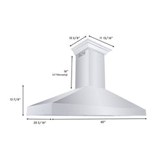 ZLINE 60 in. Professional Convertible Vent Wall Mount Range Hood in Stainless Steel with Crown Molding, 597CRN-60 - Smart Kitchen Lab