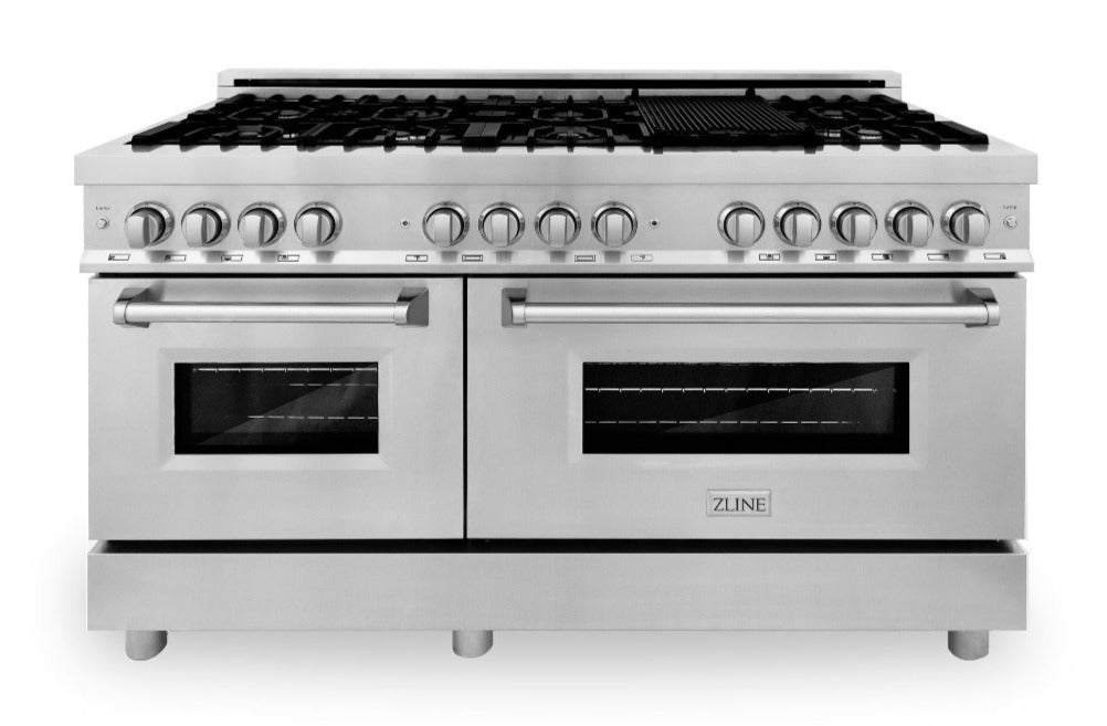 ZLINE 60 in. Professional Gas Burner and 7.4 cu. ft. Electric Oven in Stainless Steel, RA60 - Smart Kitchen Lab