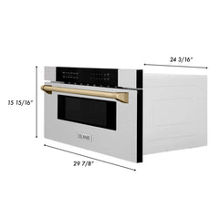 ZLINE Autograph 30 In. 1.2 cu. ft. Built-In Microwave Drawer In Fingerprint Resistant Stainless Steel With Gold Accents, MWDZ-30-SS-G - Smart Kitchen Lab